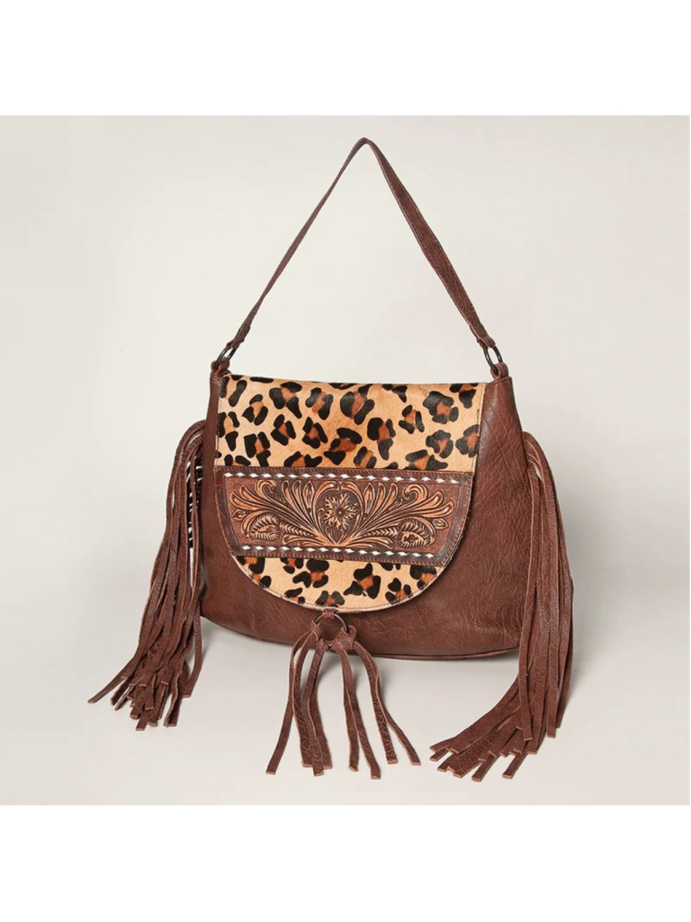 American Darling Western Leopard Fringe Shoulder Bag